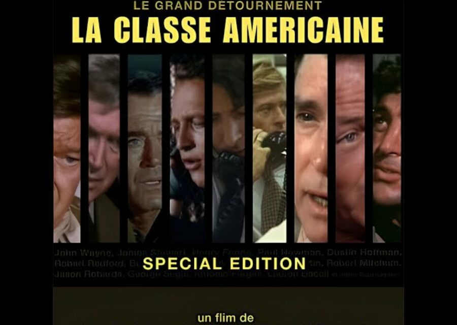 Affiche du film La classe américaine composée de 9 bandes intégrant le visage de stars hollywoodiennes.